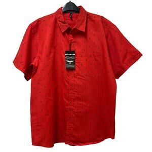 Toku Men’s Red Anchor Button Down Short Sleeve Shirt Size XL NWT